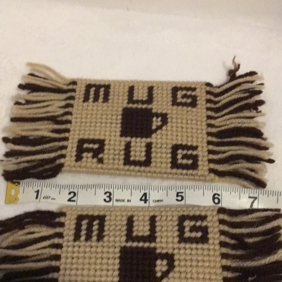 Two hand crafted crocheted Mug Rug Coasters with tassels - Picture 3 of 4
